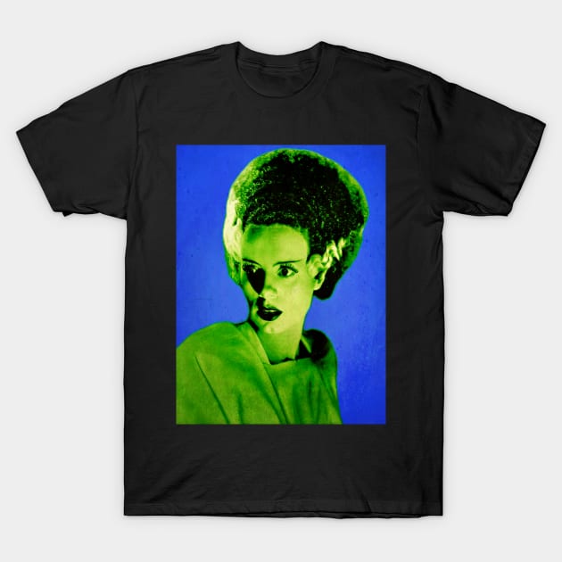 Blue and Green Bride of Frankenstein T-Shirt by OrionLodubyal